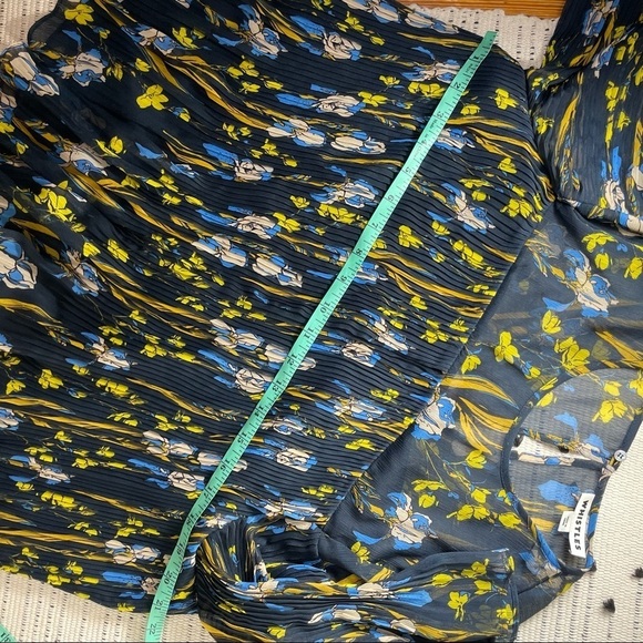 WHISTLES Habiba Iris Printed Pleated 3/4 Sleeve Blouse Womens 10 - Picture 6 of 9